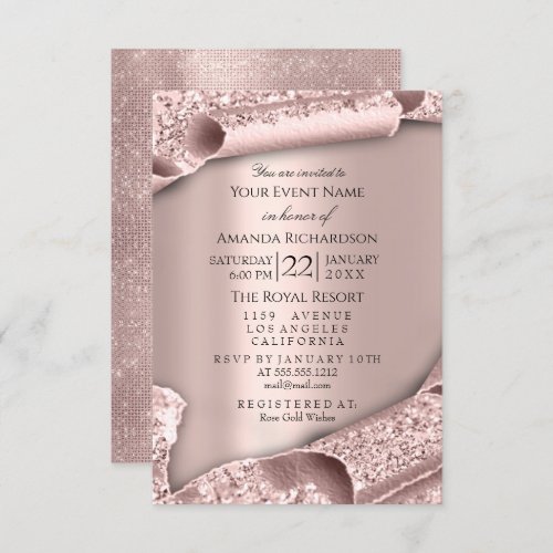 Sweet 16th Bridal Wedding 3D Rose Elegant Invitation