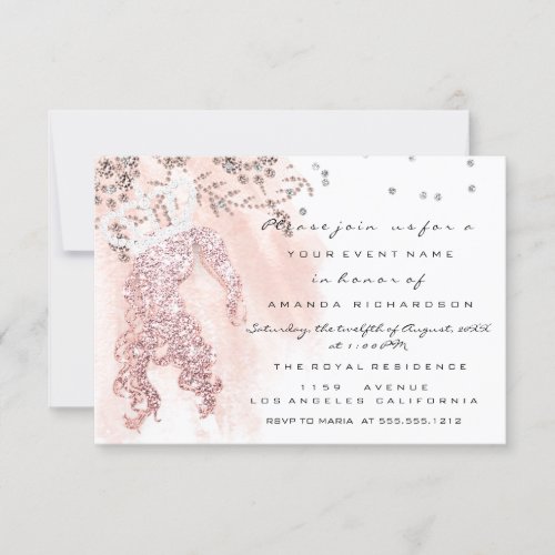 Sweet 16th Crown Bridal Shower Miss Rose Gold Whit Invitation