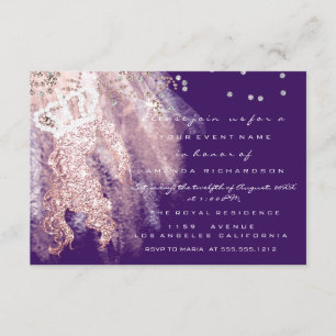 Sweet 16th Crown Dress Miss Rose Gold Purple Invitation
