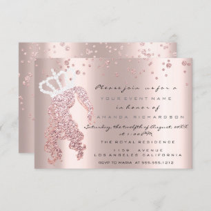 Sweet 16th Crown Princes Glitter Confetti Rose Invitation