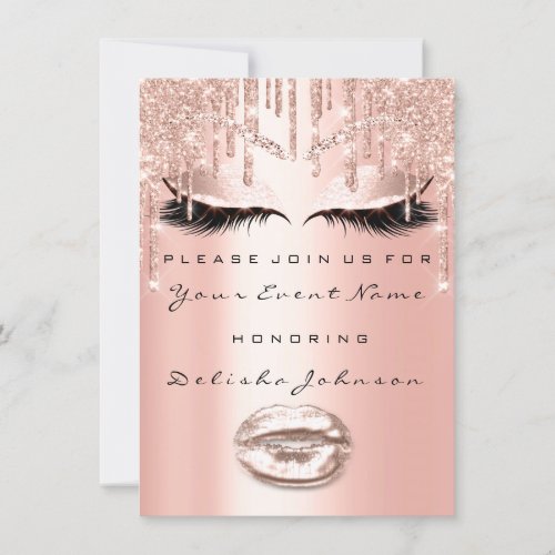 Sweet 16th Drips Glitter Bridal Shower Makeup VIP Invitation