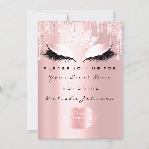 Sweet 16th Drips Pink Quinceanera Rose Princess Invitation