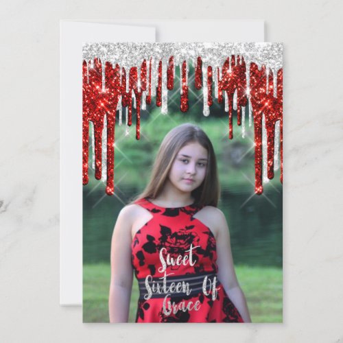 Sweet 16th Elisabeth Birthday Drips Photo Invitation