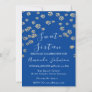 Sweet 16th  Flower Royal Blue  Gold Photo Confetti Invitation