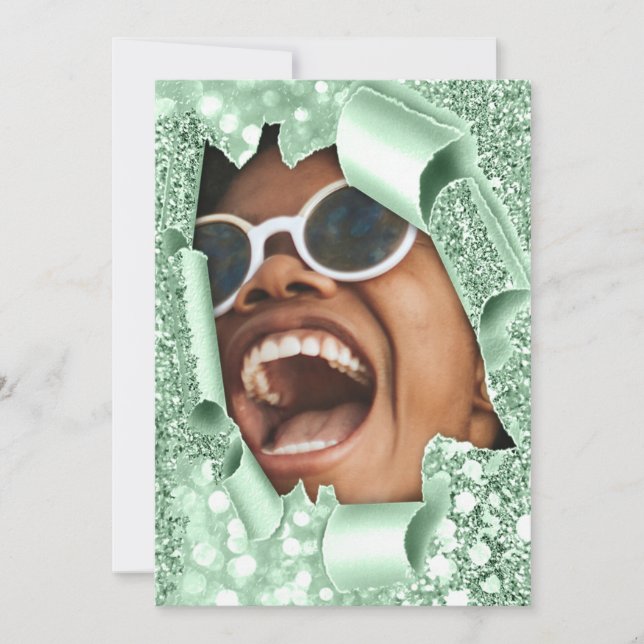 Sweet 16th Graduate  Bridal Shower 3D Mint Glitter Invitation (Front)