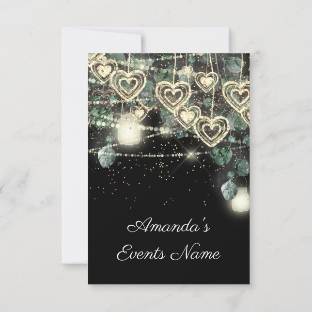 Sweet 16th Green BRIDAL Rustic Woodland Mint Black Invitation (Back)
