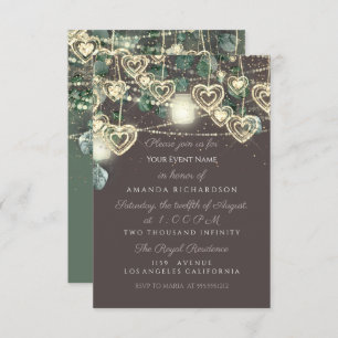 Sweet 16th Green BRIDAL Rustic Woodland Mint Brown Invitation