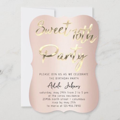 Sweet 16th Instant Download Rose Gold  Invitation