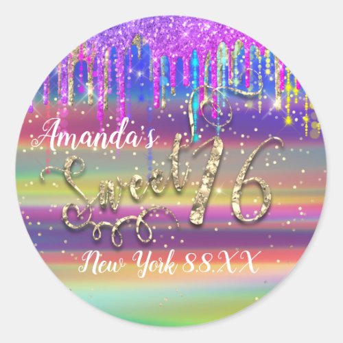 Sweet 16th Party Pink Confetti Boho Unicorn Classic Round Sticker