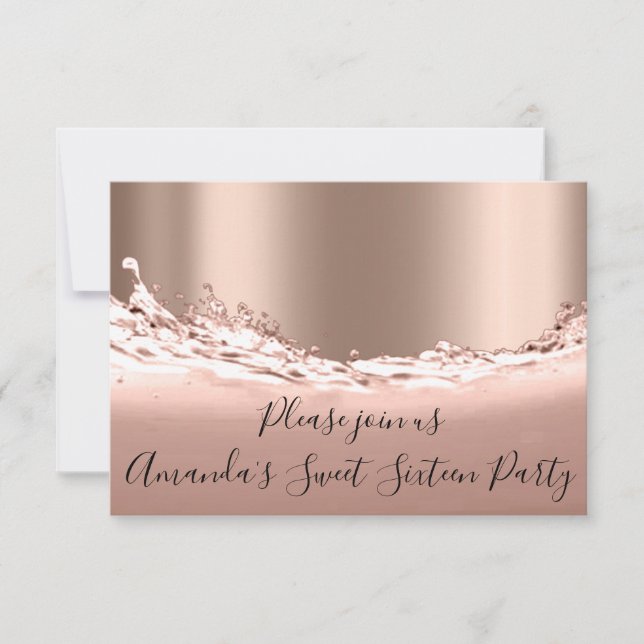 Sweet 16th Party  Rose Gold Glitter Ocean Bridal Invitation (Front)