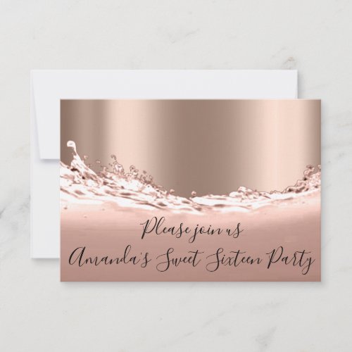 Sweet 16th Party  Rose Gold Glitter Ocean Bridal Invitation