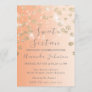 Sweet 16th  Peach Flowers Gold Ombre Photo Gray Invitation