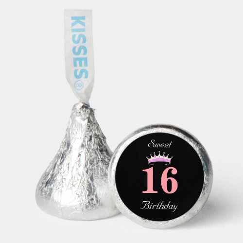 Sweet 16th Princess Birthday on Black Hersheys Kisses