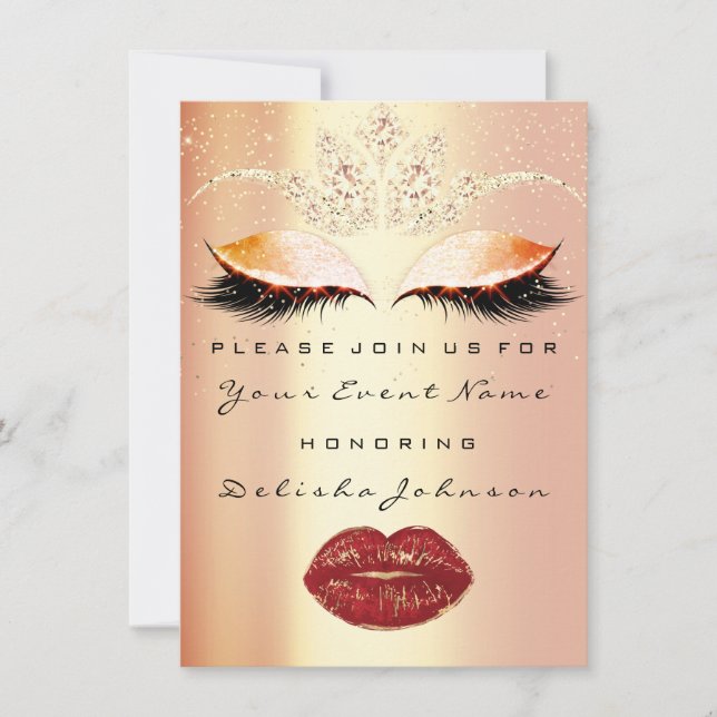 Sweet 16th Rose Diamond Bridal Quinceanera Makeup Invitation (Front)