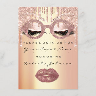 Sweet 16th Rose Glass Bridal Quinceanera Makeup Invitation
