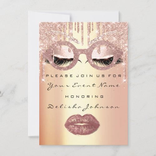 Sweet 16th Rose Glass Bridal Quinceanera Makeup Invitation