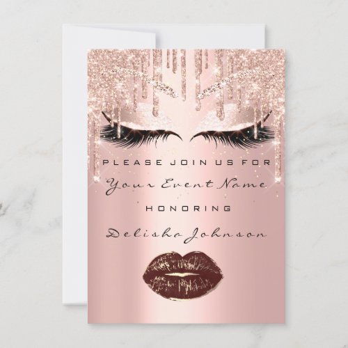 Sweet 16th Rose Gold Bridal Quinceanera Makeup Invitation