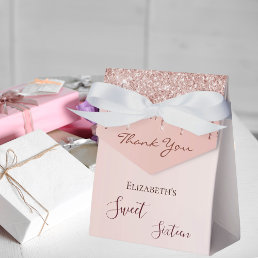 Sweet 16th rose gold glitter glam thank you favor boxes