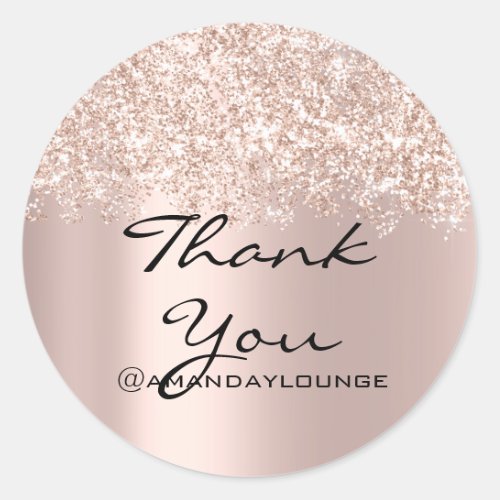 Sweet 16th Small Business Confetti Thank You Rose Classic Round Sticker