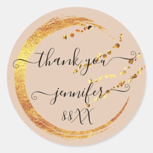 Sweet 16th Thank You Date Bridal Beige Gold Honey Classic Round Sticker