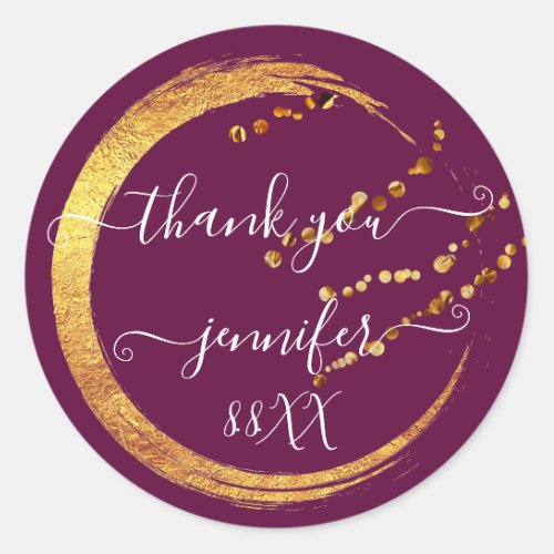 Sweet 16th Thank You Date Bridal Berry Gold Honey  Classic Round Sticker