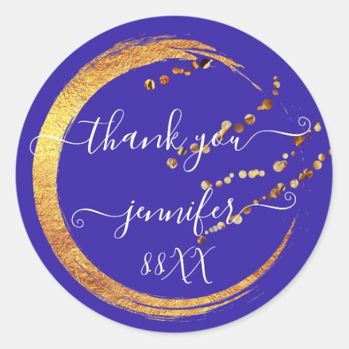 Sweet 16th Thank You Date Bridal Blue Gold Honey   Classic Round Sticker