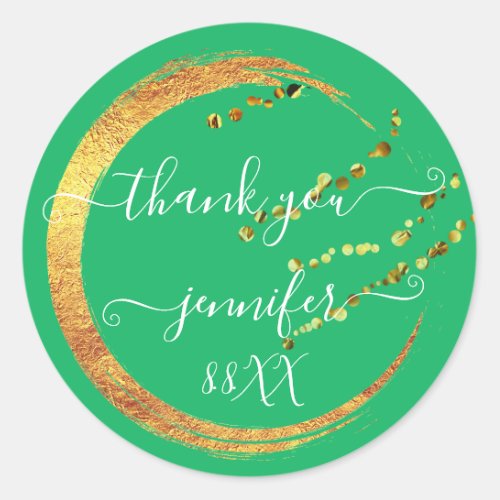 Sweet 16th Thank You Date Bridal Green Gold Honey  Classic Round Sticker