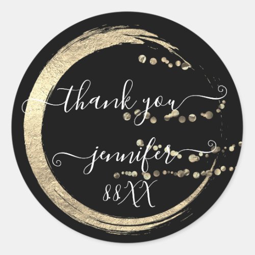 Sweet 16th Thank You Gold Save The Date Black Classic Round Sticker
