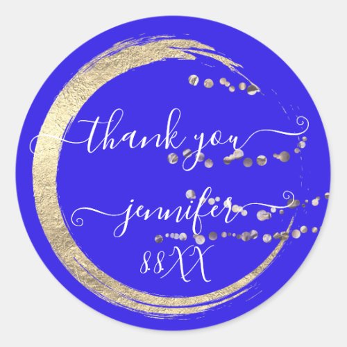 Sweet 16th Thank You Gold Save The Date Blue  Classic Round Sticker