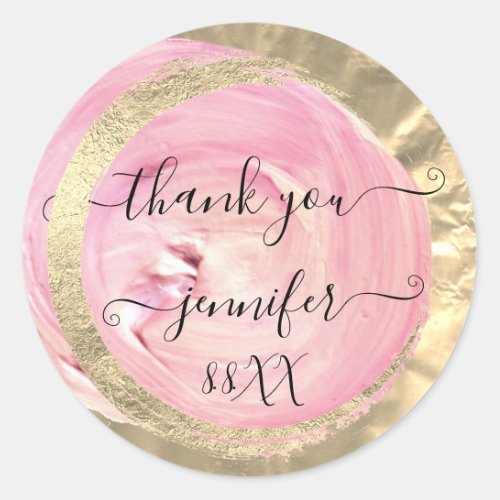 Sweet 16th Thank You Gold Save The Date BridalPink Classic Round Sticker