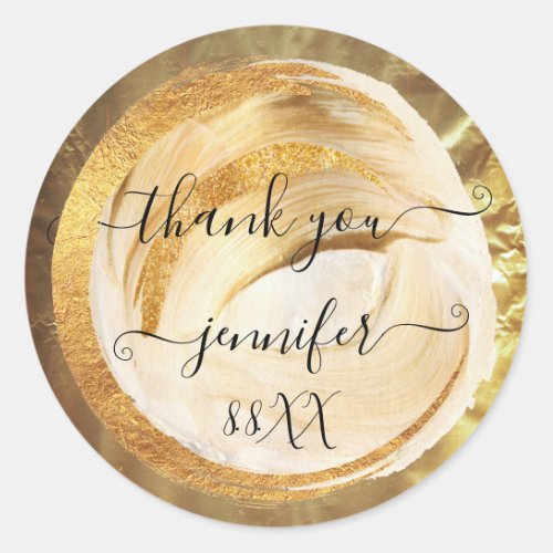 Sweet 16th Thank You Gold Save The Date Bride Gold Classic Round Sticker