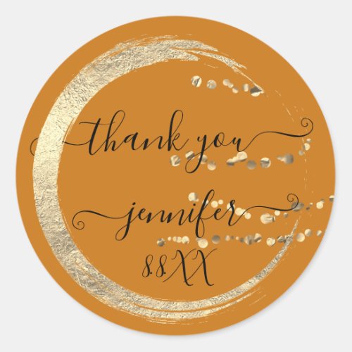 Sweet 16th Thank You Gold Save The Date Brown Classic Round Sticker