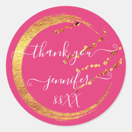 Sweet 16th Thank You Gold Save The Date Candy Classic Round Sticker
