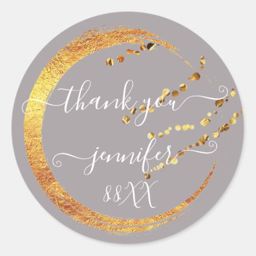 Sweet 16th Thank You Gold Save The Date Gray Classic Round Sticker