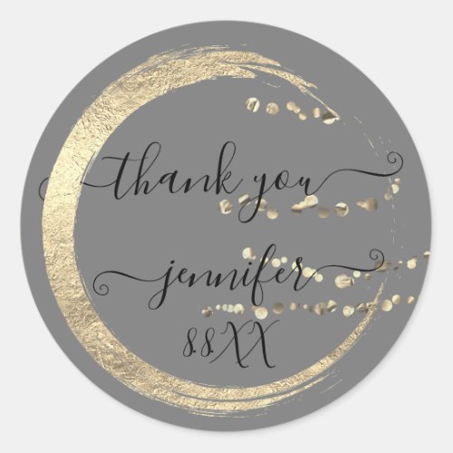 Sweet 16th Thank You Gold Save The Date Gray Classic Round Sticker
