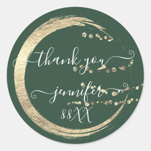 Sweet 16th Thank You Gold Save The Date Green Classic Round Sticker