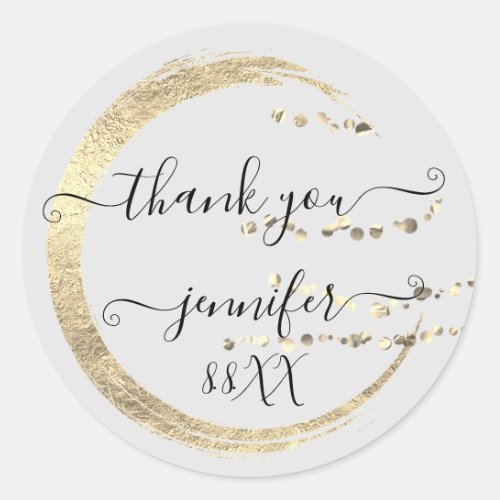 Sweet 16th Thank You Gold Save The Date Grey  Classic Round Sticker