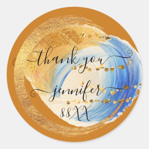 Sweet 16th Thank You Gold Save The Date Honey Classic Round Sticker