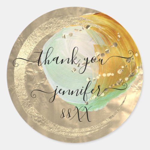 Sweet 16th Thank You Gold Save The Date Mint Classic Round Sticker