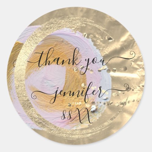 Sweet 16th Thank You Gold Save The Date Paint Classic Round Sticker