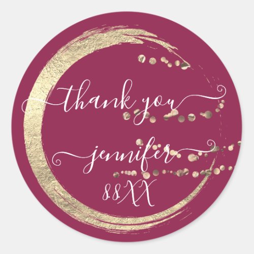 Sweet 16th Thank You Gold Save The Date Pink Classic Round Sticker