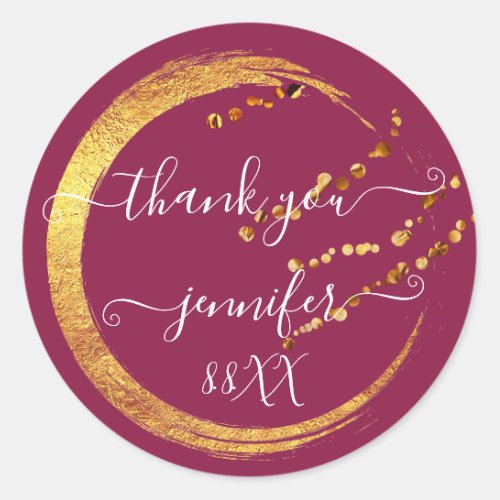 Sweet 16th Thank You Gold Save The Date Pink Classic Round Sticker