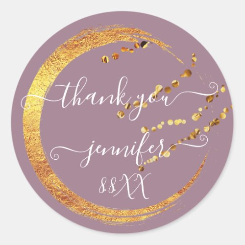 Sweet 16th Thank You Gold Save The Date Purple Classic Round Sticker