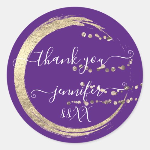 Sweet 16th Thank You Gold Save The Date Purple Classic Round Sticker