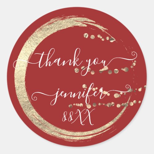 Sweet 16th Thank You Gold Save The Date Red Classic Round Sticker