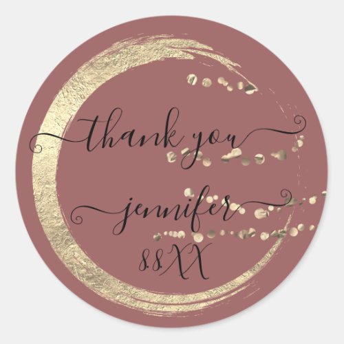 Sweet 16th Thank You Gold Save The Date Rose Classic Round Sticker