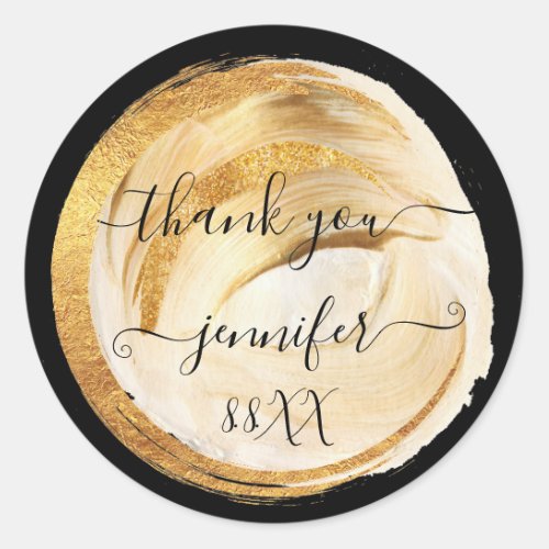 Sweet 16th Thank You Gold Save The Date Strokes Classic Round Sticker