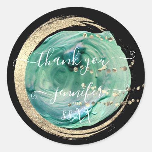 Sweet 16th Thank You Gold Save The Date Tropical Classic Round Sticker