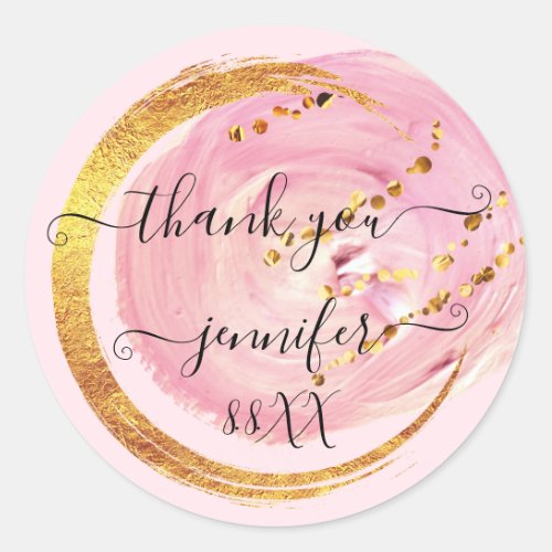 Sweet 16th Thank You Save The Date Pink Powder Classic Round Sticker