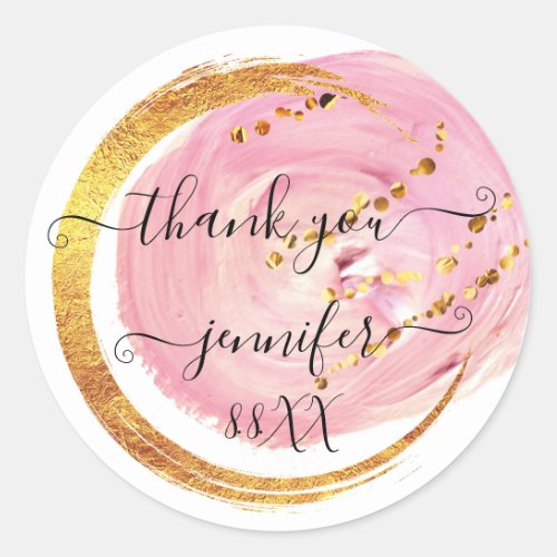 Sweet 16th Thank You Save The Date Pink White Classic Round Sticker